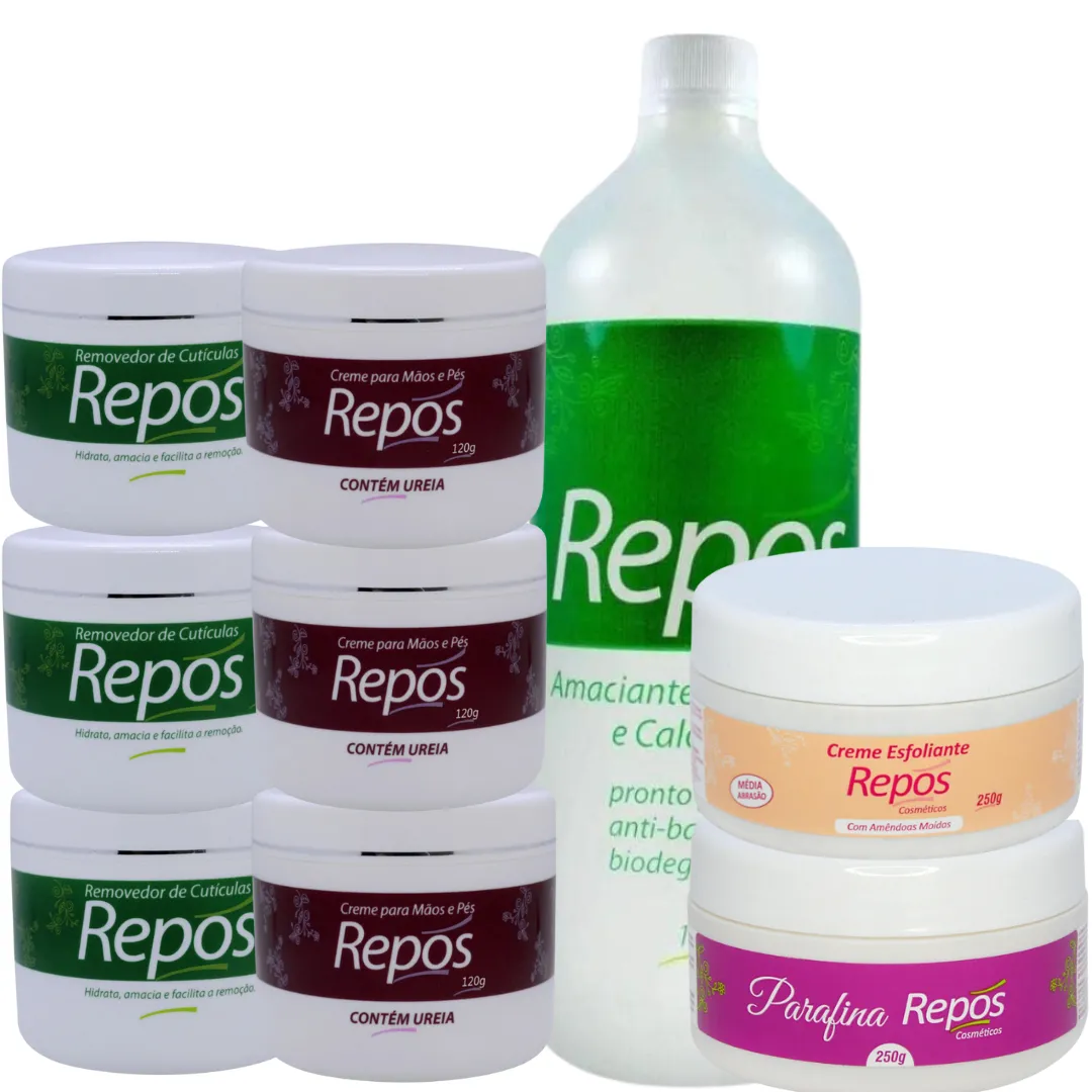 Kit Repos Amaciante + Esfoliante + Parafina + 3 Uréia + 3 Removedor