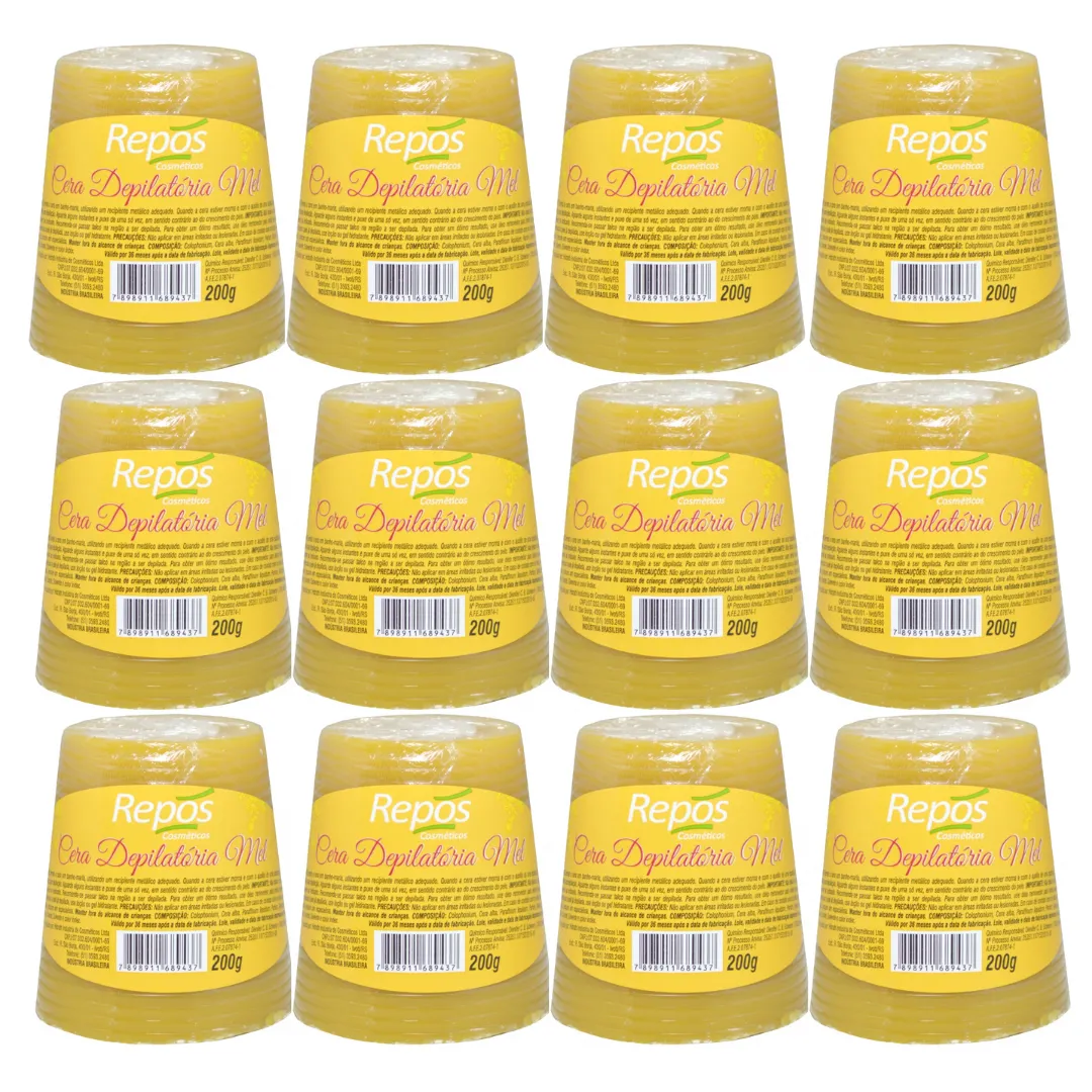 Kit Repos Cera Depilatória Mel 200g - 12 Unidades