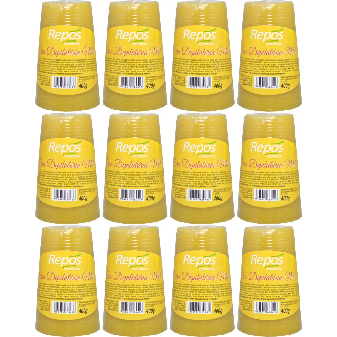Kit Repos Cera Depilatória Mel 400g - 12 Unidades
