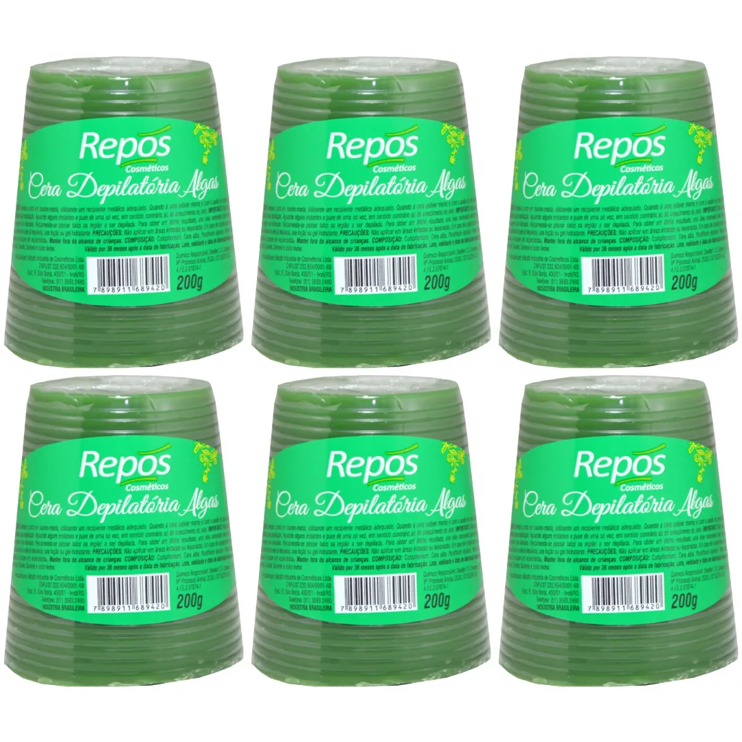 Kit Repos Cera Depilatória Algas 200g - 6 Unidades