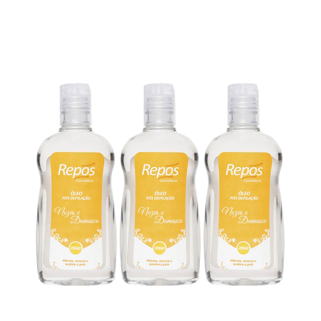 Kit Repos Óleo Pós Depilação Nozes e Damasco 200ml - 3 Unidades