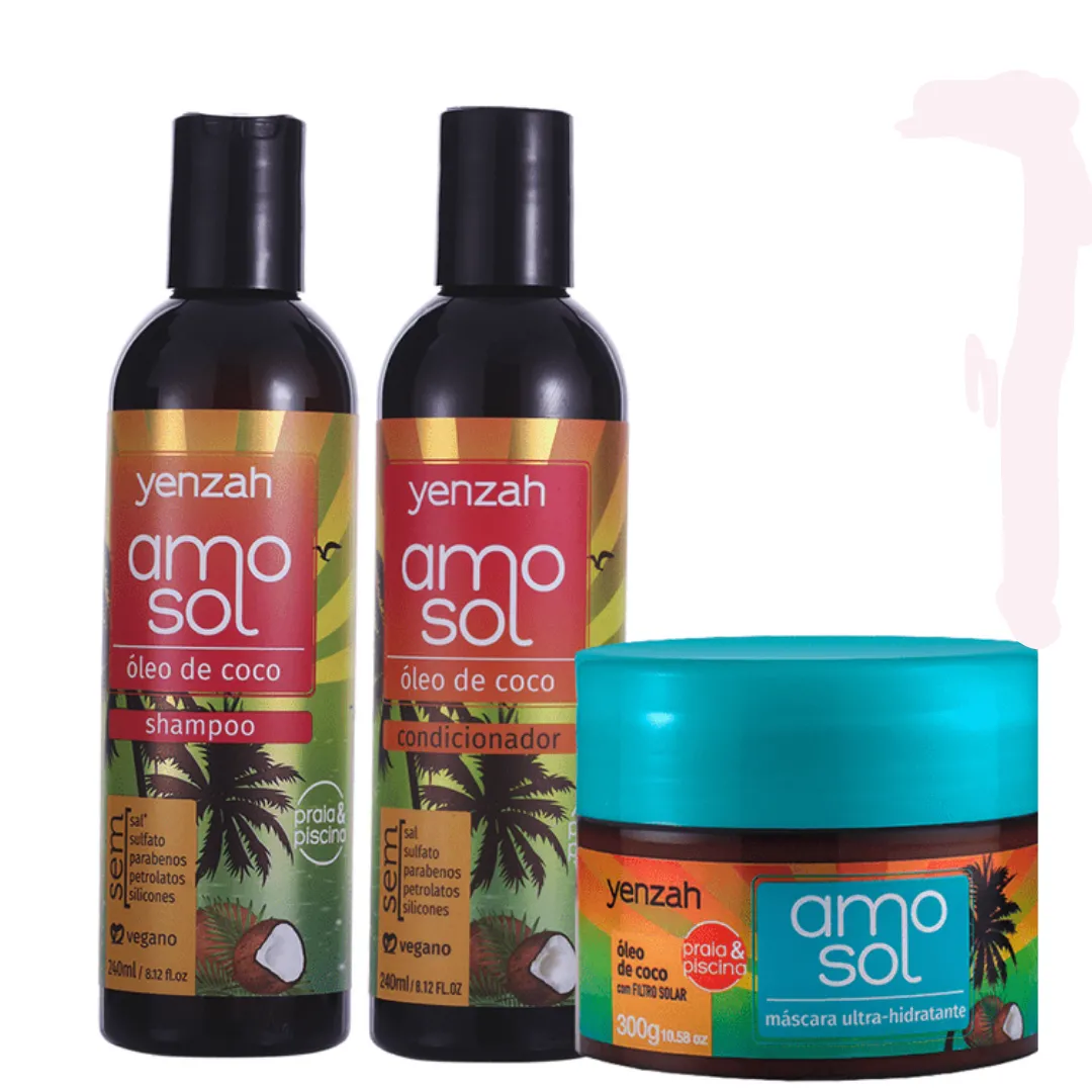 Kit Amo Sol Sh 240ml + Cond 240ml + Masc 300ml | Só na Linda