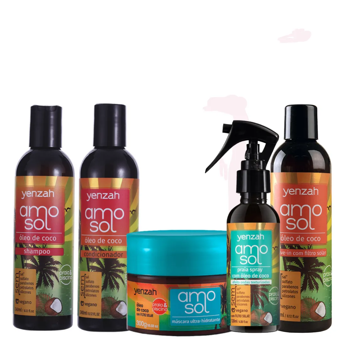Kit Amo Sol Sh+Cond+Masc+Leave-in+SpraySurf | Só na Linda
