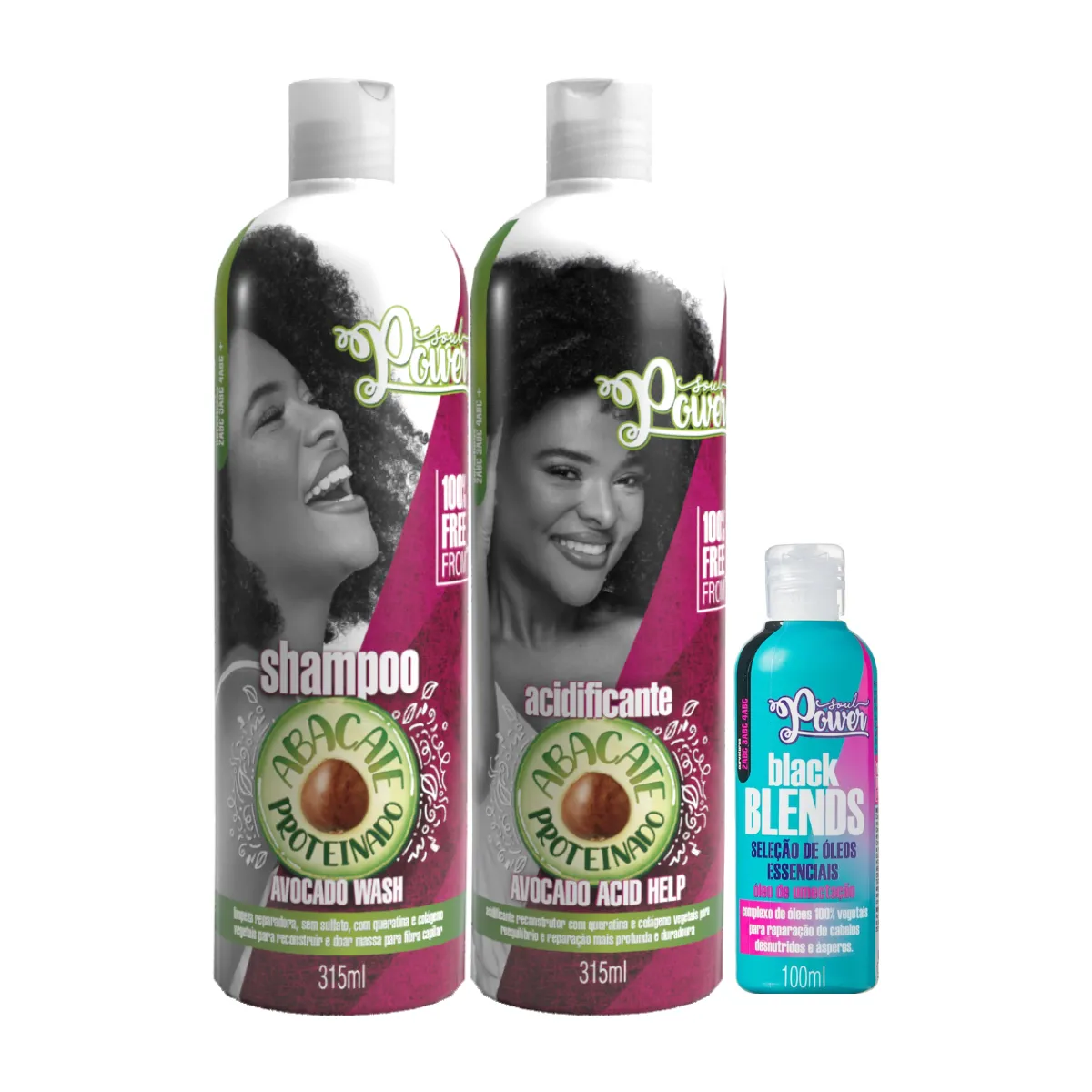 Soul Power Abacate Shampoo + Acidificante + Blends Óleo