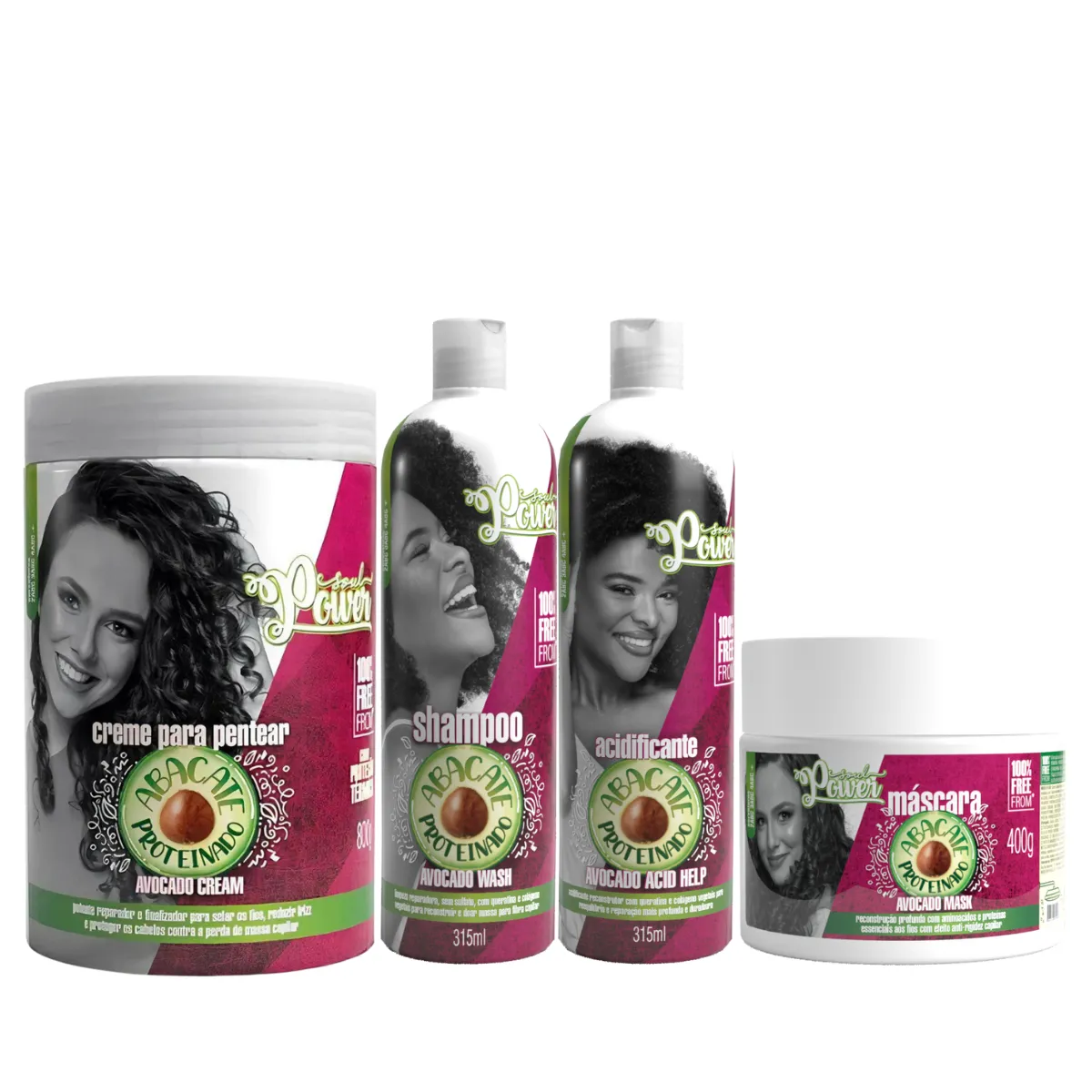 Soul Power Abacate Sh + Masc + Acidi + Creme p Pentear 800ml