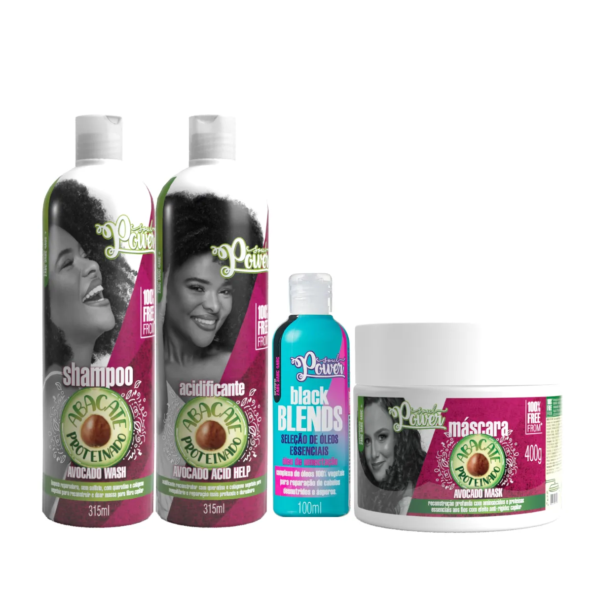 Soul Power Abacate Sh + Masc + Acidificante + Blends Óleo