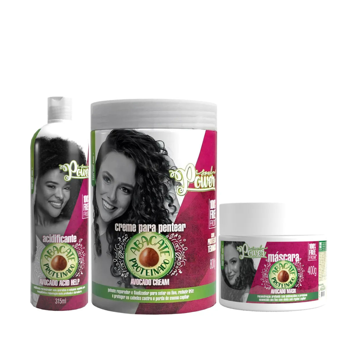 Soul Power Abacate Masc + Acidificante + Creme Pentear 800ml