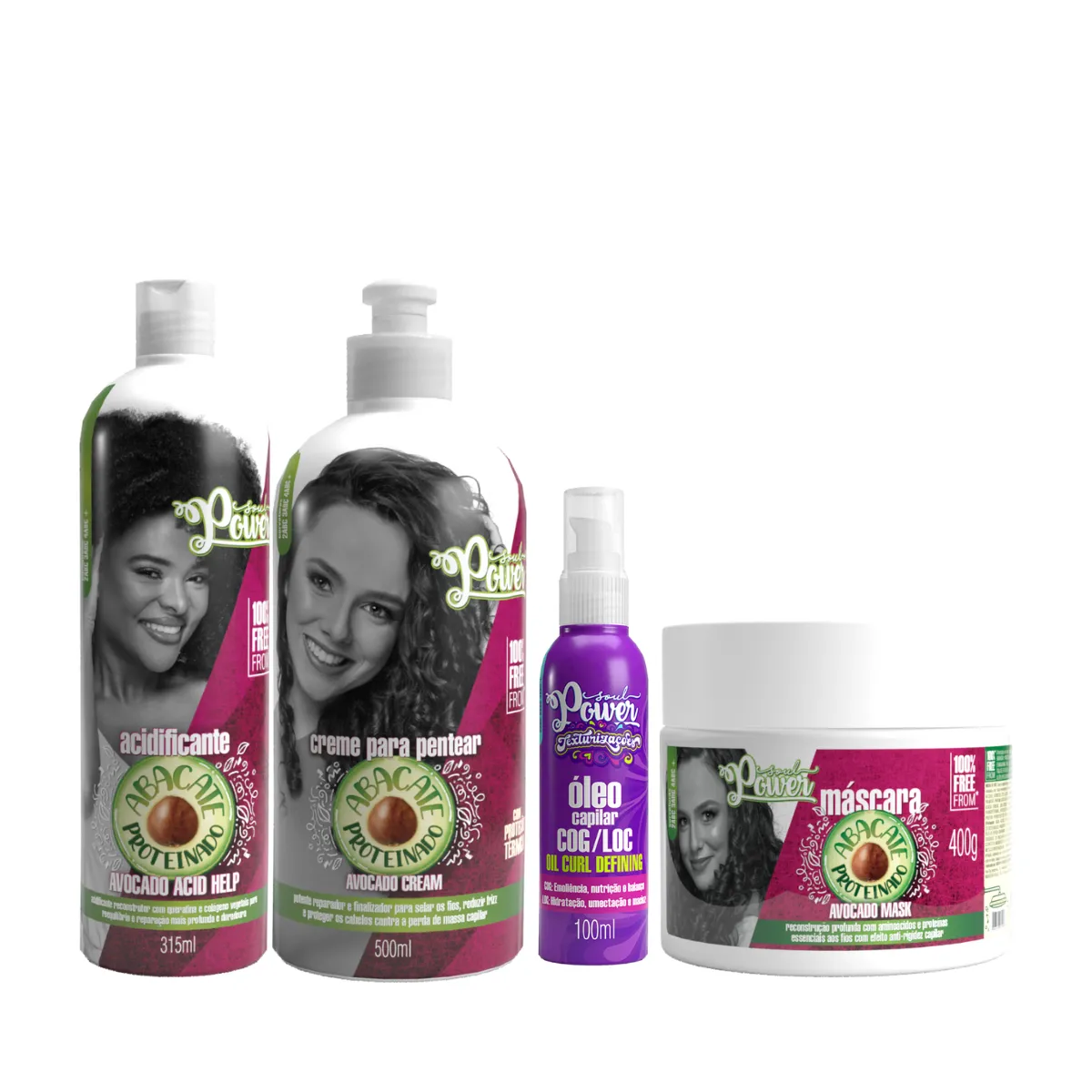 Soul Power Abacate Masc + Acid + Cpp 500ml + Óleo COG/LOG