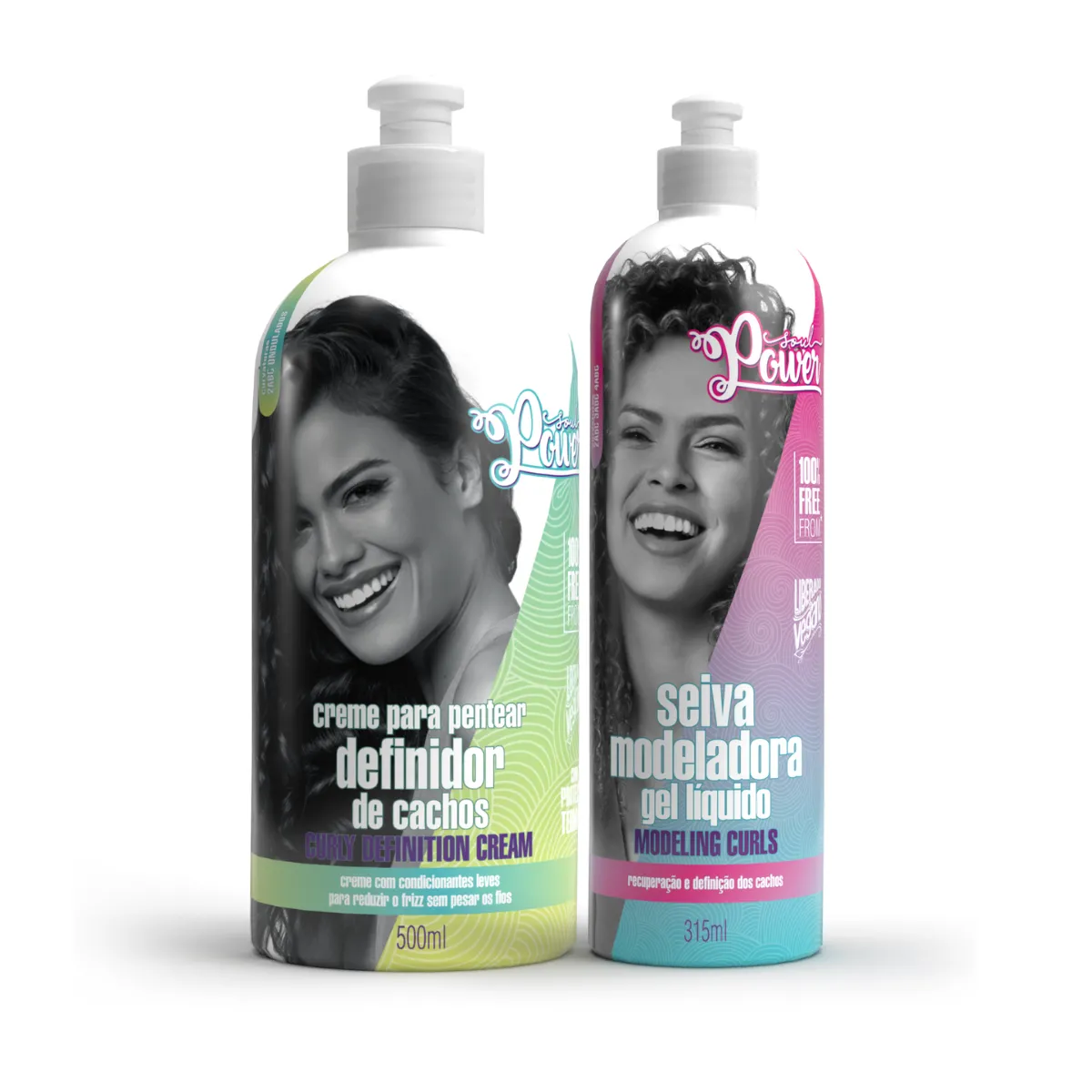 Soul Power Curly Definition Creme p/ Pentear 500ml + Seiva Gel