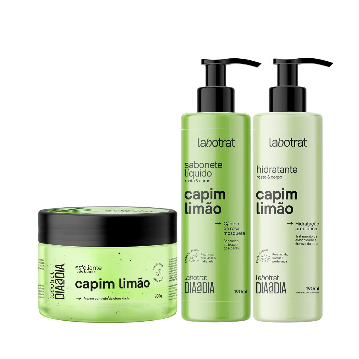 Labotrat Capim Limão Esfoliante 300ml + Sabonete + Hidratante | ByLinda