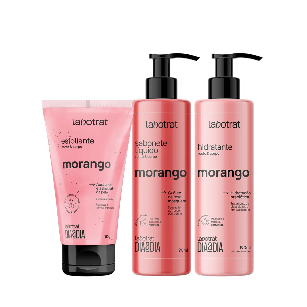 Kit Dia a Dia Morango Esfo 150ml + Sabo 200ml + Hidra 190ml