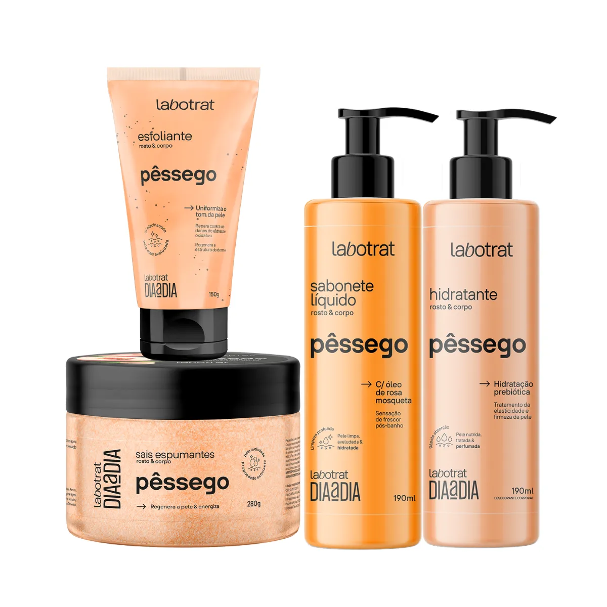 Kit Dia a Dia Pêssego Esfo 150ml + Sabo + Hidra + Sais