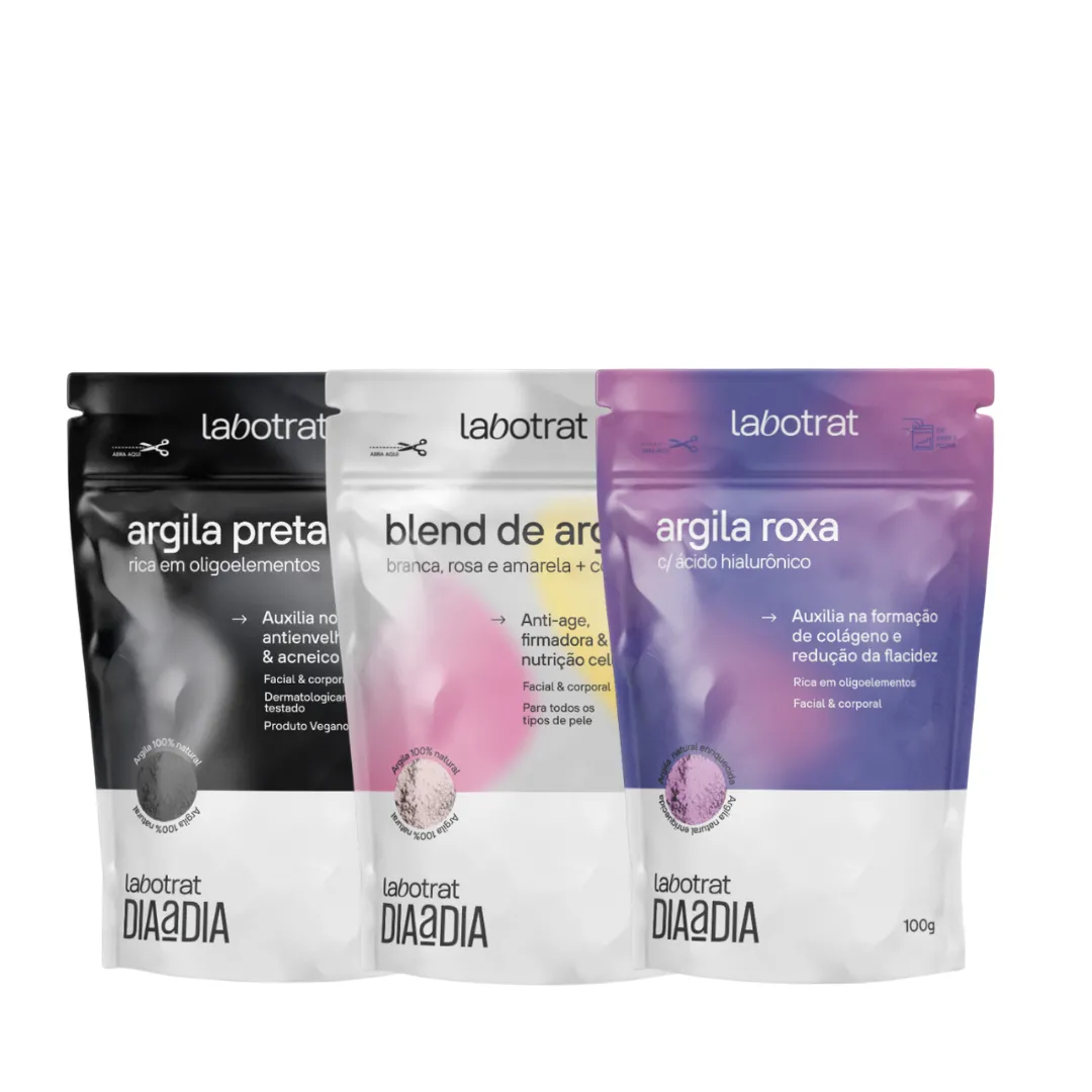 Kit Argila Preta 100g + Blend 100g + Roxa 100g |ByLinda