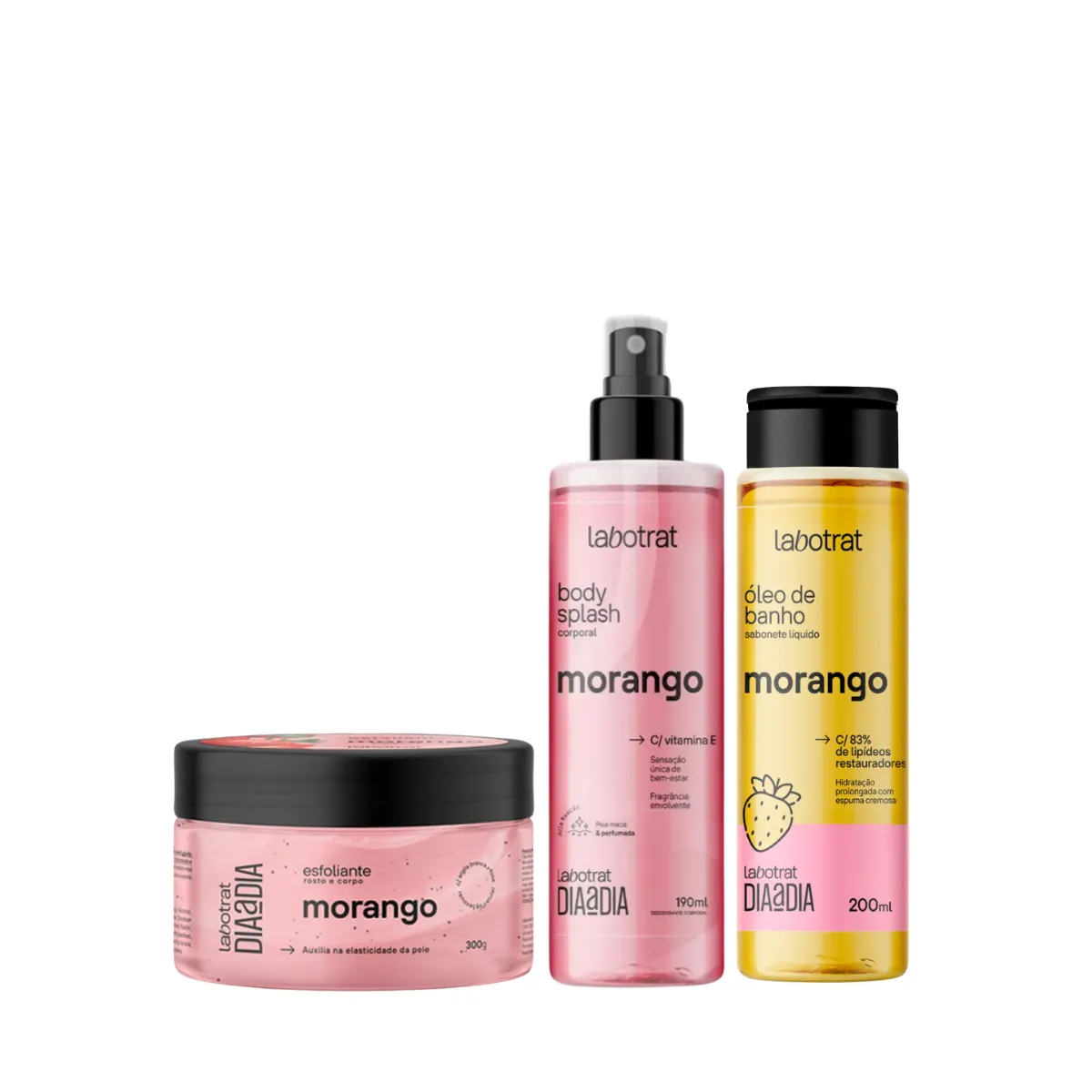 Labotrat Morango Esfoliante 300ml + Body + Óleo de Banho