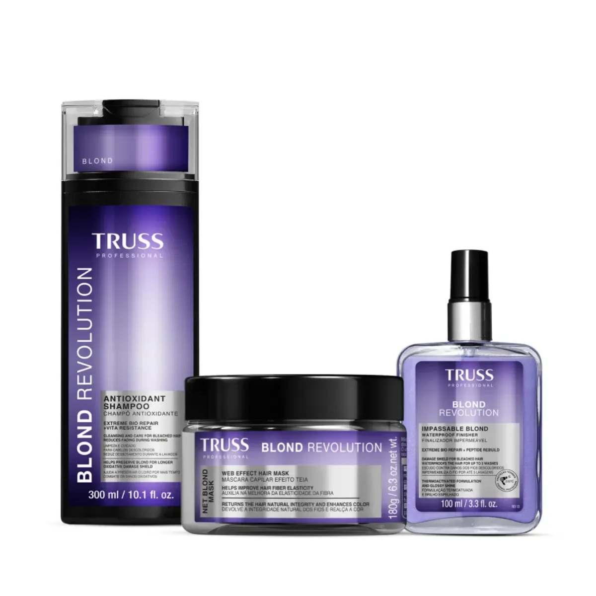 Truss Blond Revolution Shampoo 300ml + Máscara 180ml + Finalizador 100ml