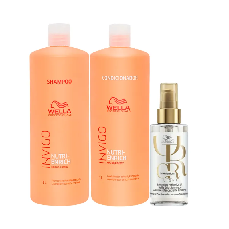 Kit Nutri-Enrich Sh 1000ml + Cond 1000ml + Óleo Light 100ml