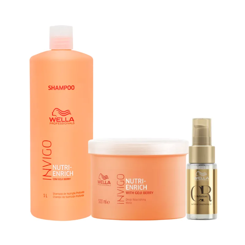 Kit Wella Nutri-Enrich Sh 1000ml + Masc 500ml + Óleo 30ml