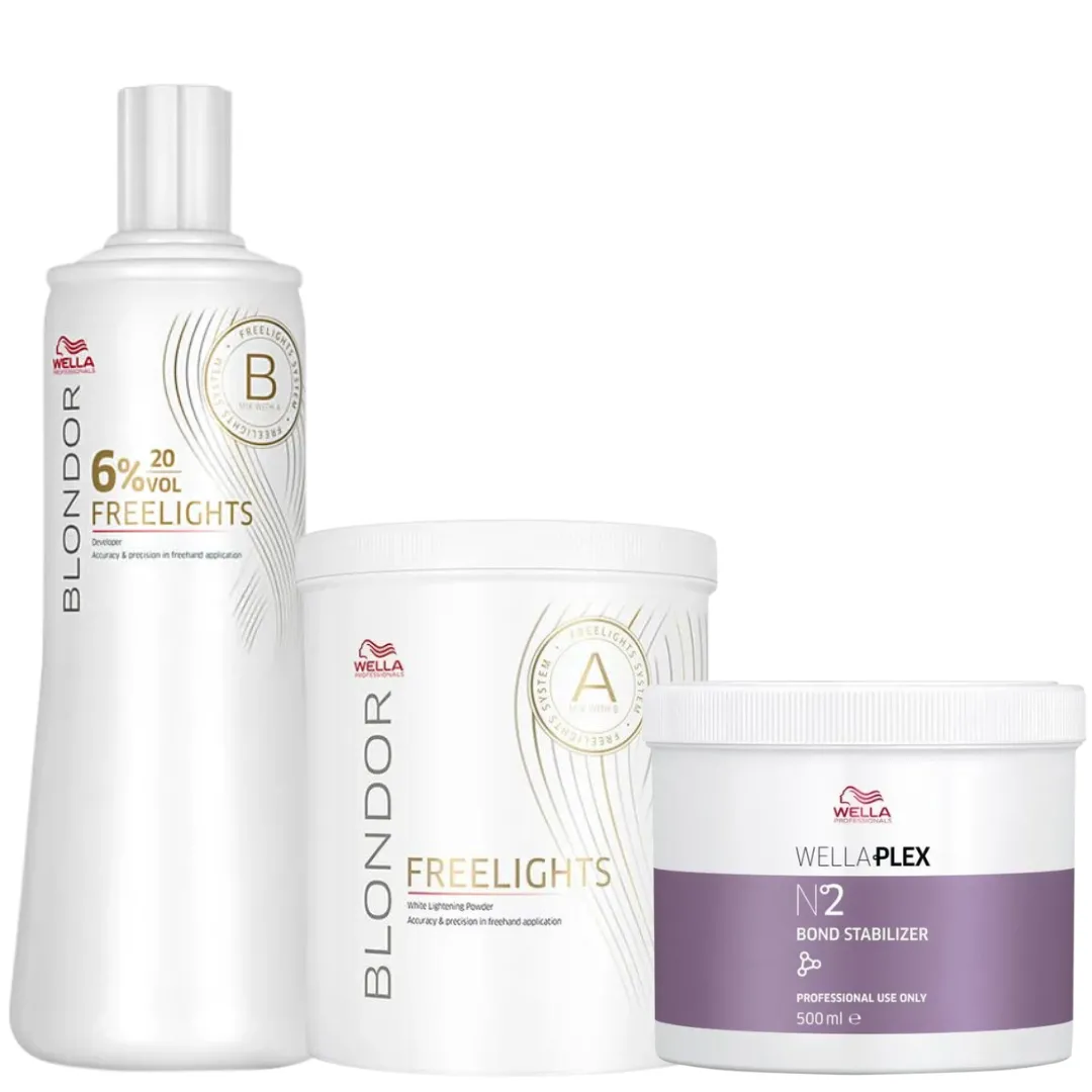 Blondor Freelights Ox 6% 20V + Pó Descolorante + Masc Plex
