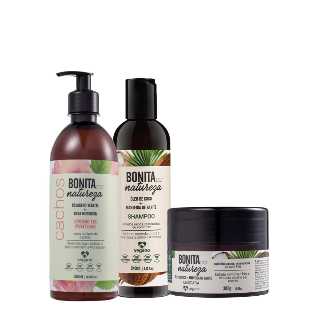 Kit Bonita Coco Sh 240ml + Masc 300ml + Creme Pentear | ByLinda