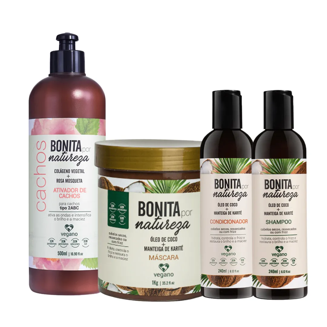 Kit Bonita Coco Sh+Cond+Masc1000ml+Ativador 2abc |ByLinda