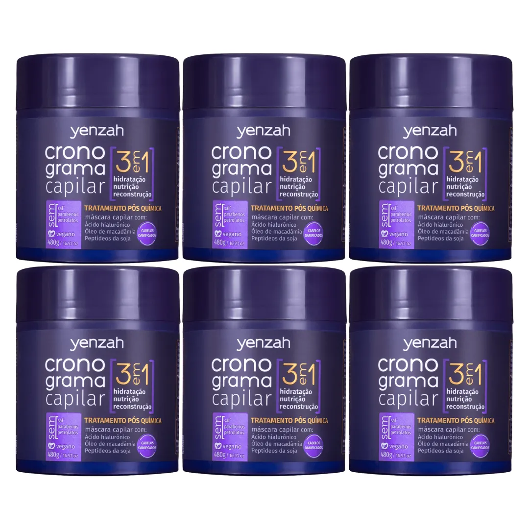 Kit Cronograma Mascara Pós-Química 480g - 6 Unidades |ByLinda