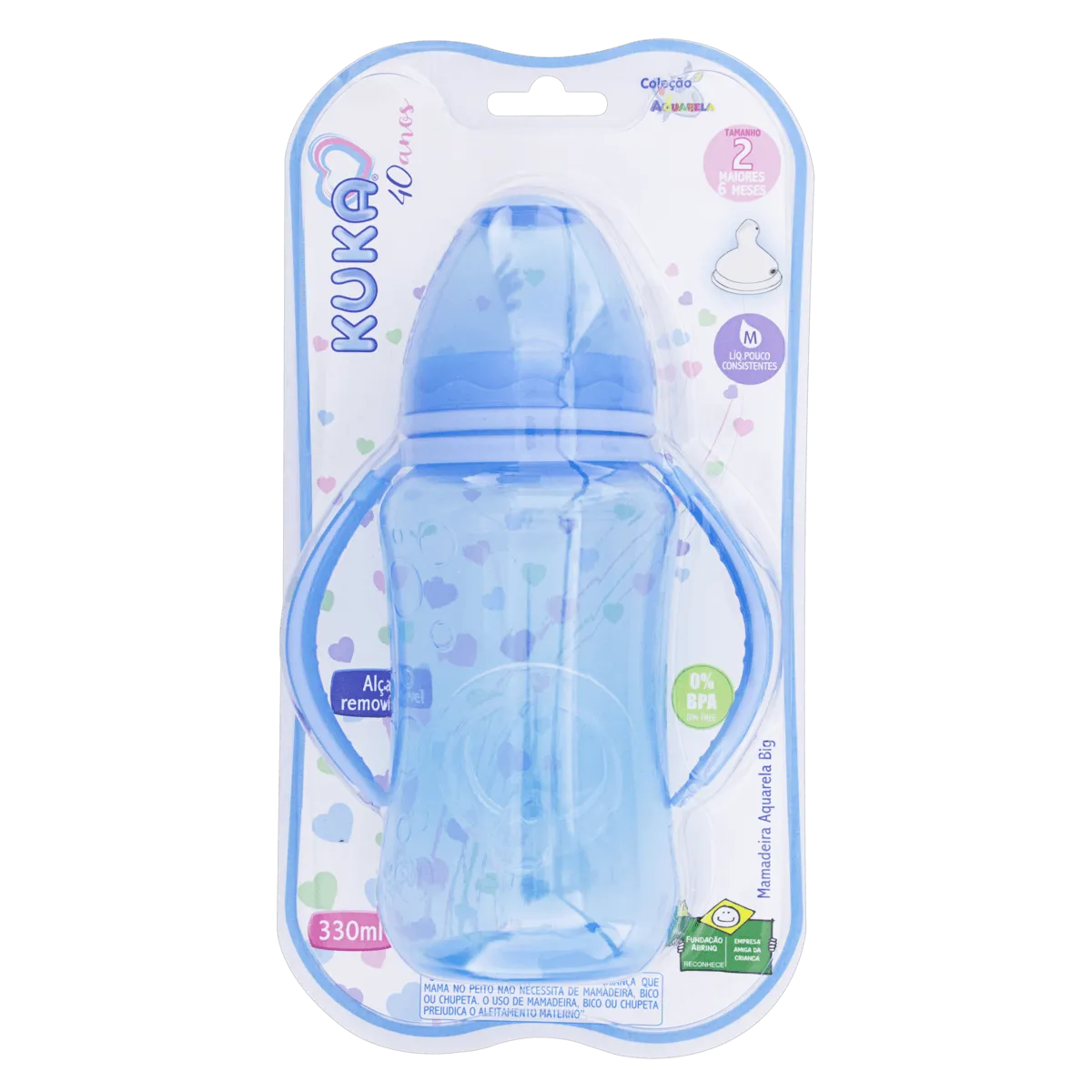 Kuka Mamadeira Aquarela com Alça Azul 1401 330ml