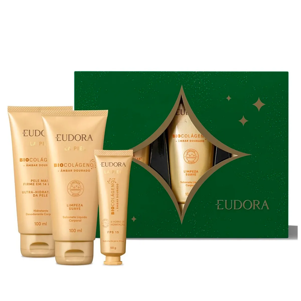 Kit Presente Eudora La Piel Âmbar Dourado 3 Itens Siage 100g