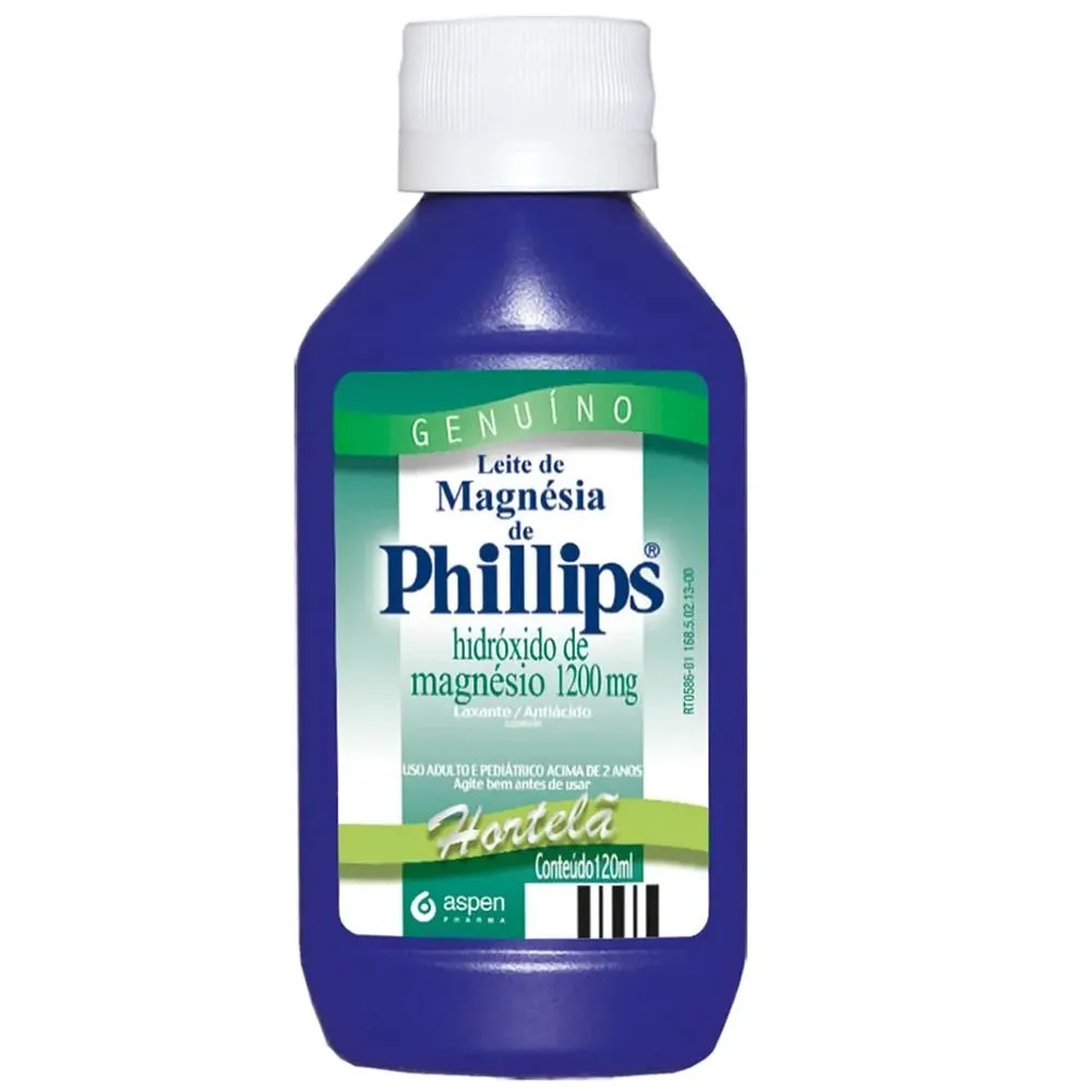 Leite De Magnésia Philips 1200Mg/15Ml Sabor Hortelã C/ 120 Ml