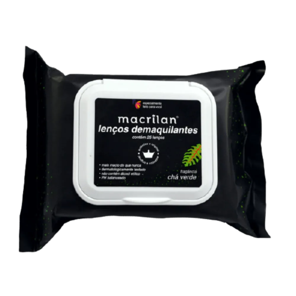 Lenço Demaquilante Chá Verde Macrilan 25 unidades
