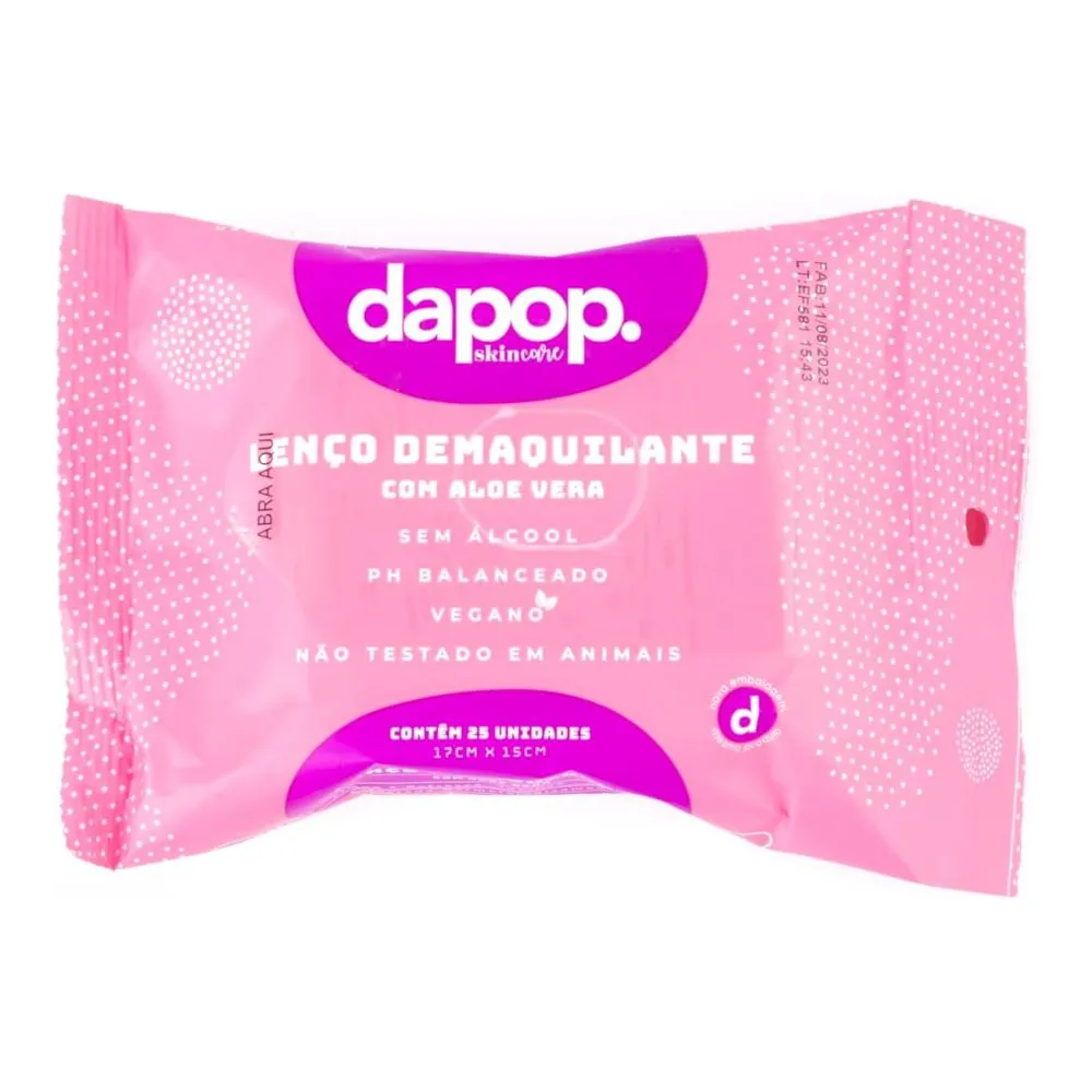 Lenço Demaquilante com Aloe Vera Dapop C/25un