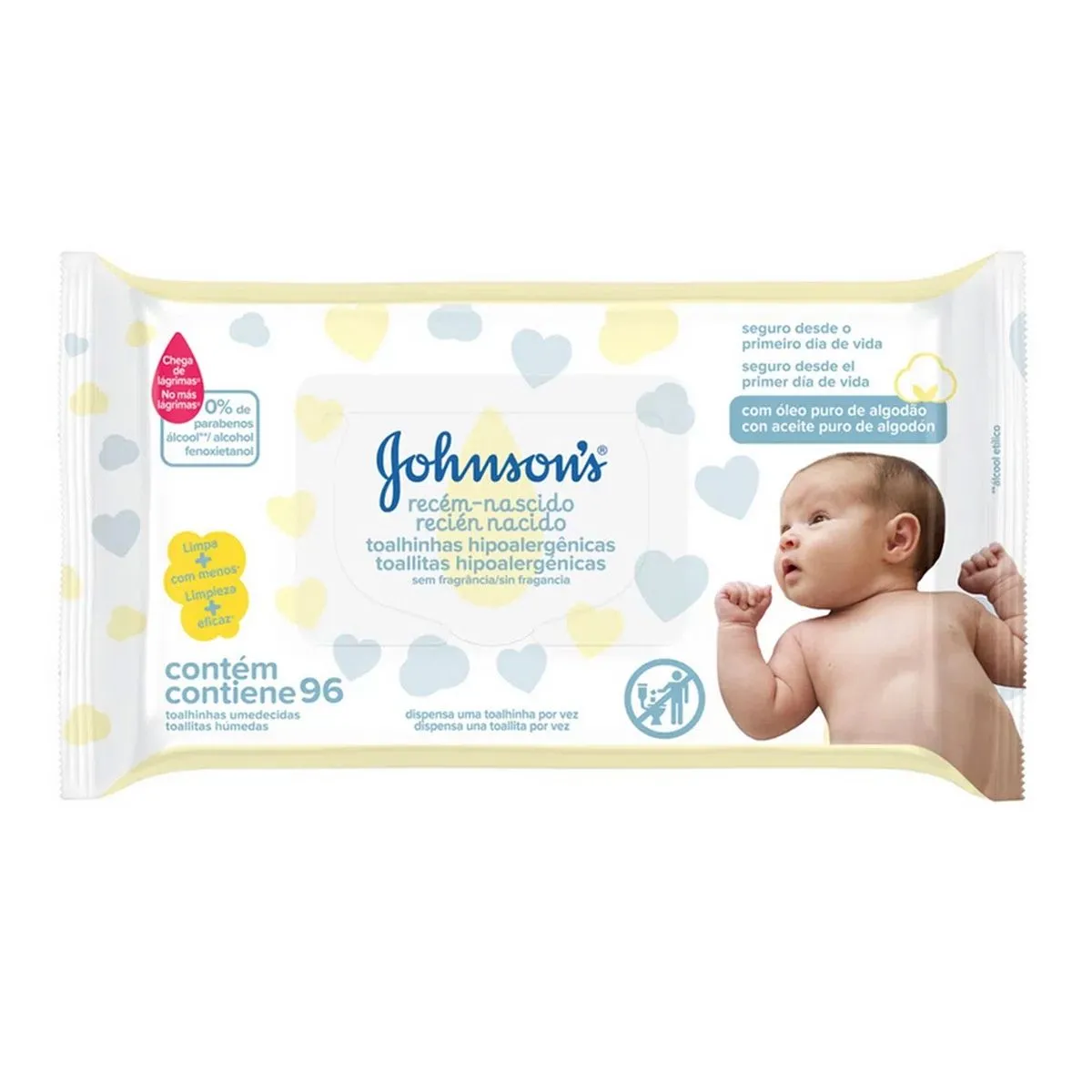 Lenços Umedecidos Johnson’s Baby Recém-Nascido Sem Fragrância 96 Unidades