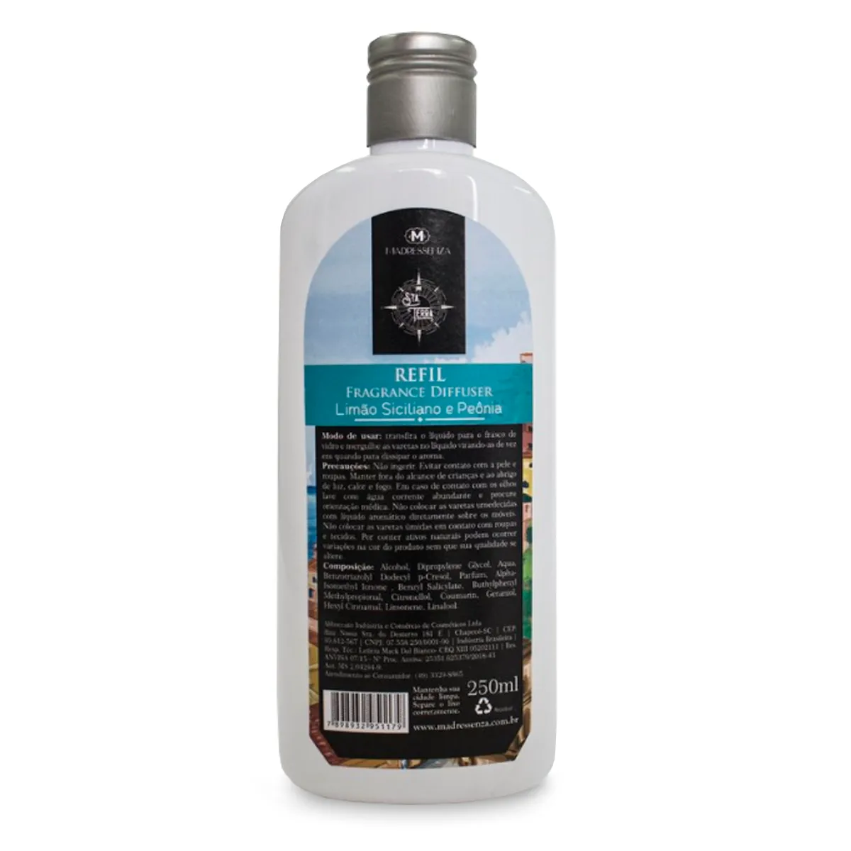 Refil Difusor de Aroma Para Ambientes Madressenza 250mL Limão Siciliano e Peônia