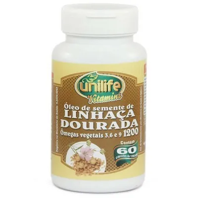 Óleo de Linhaça Dourada - Unilife - Frasco com 60 cápsulas - 1200mg