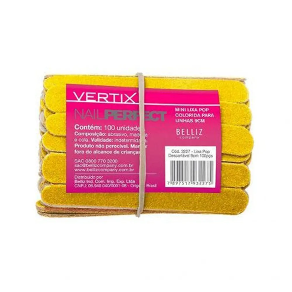 Lixa Para Unhas Descartável Vertix Pop com 100un