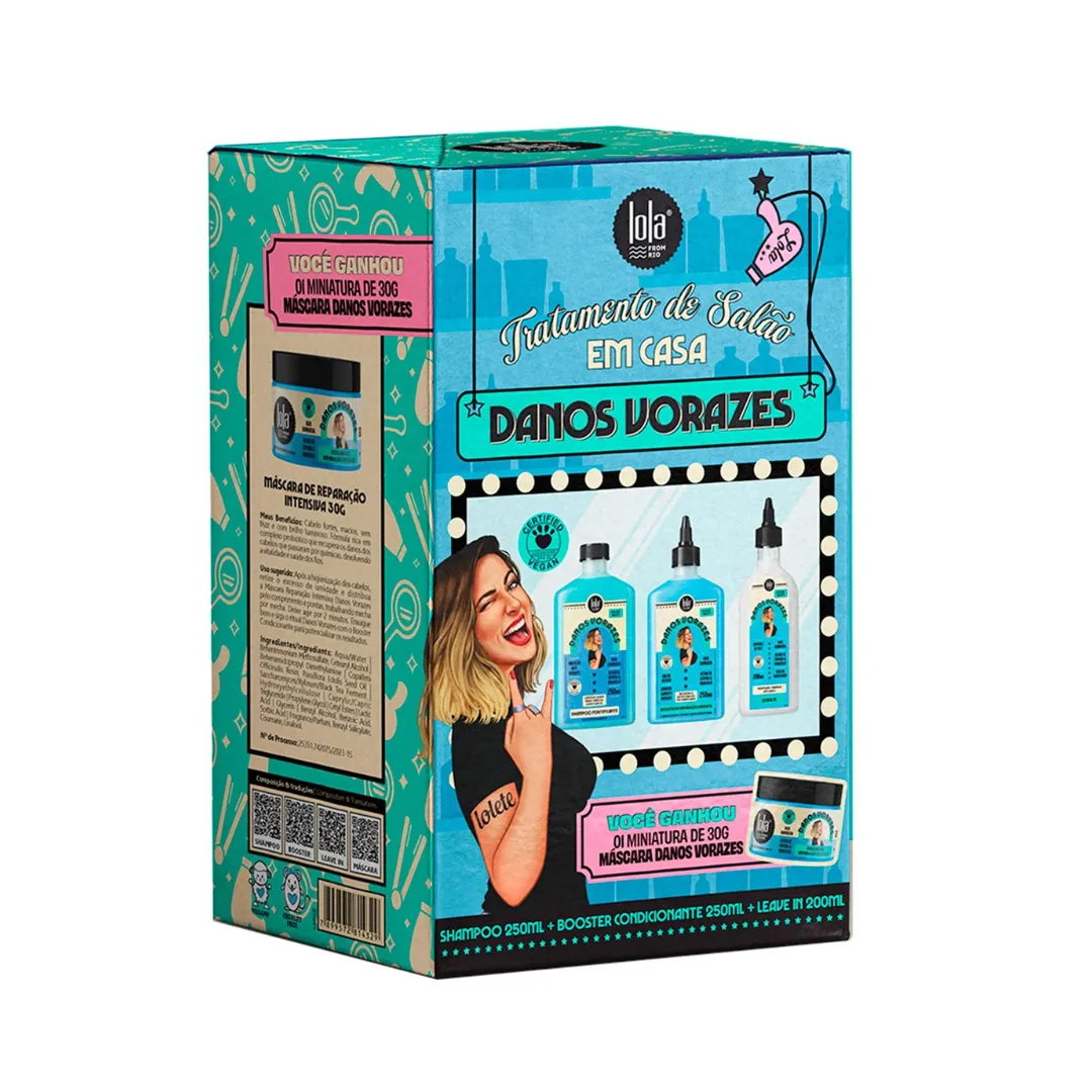 Lola Kit Caixa Danos Vorazes Shampoo + Booster + Leave-in | By Linda