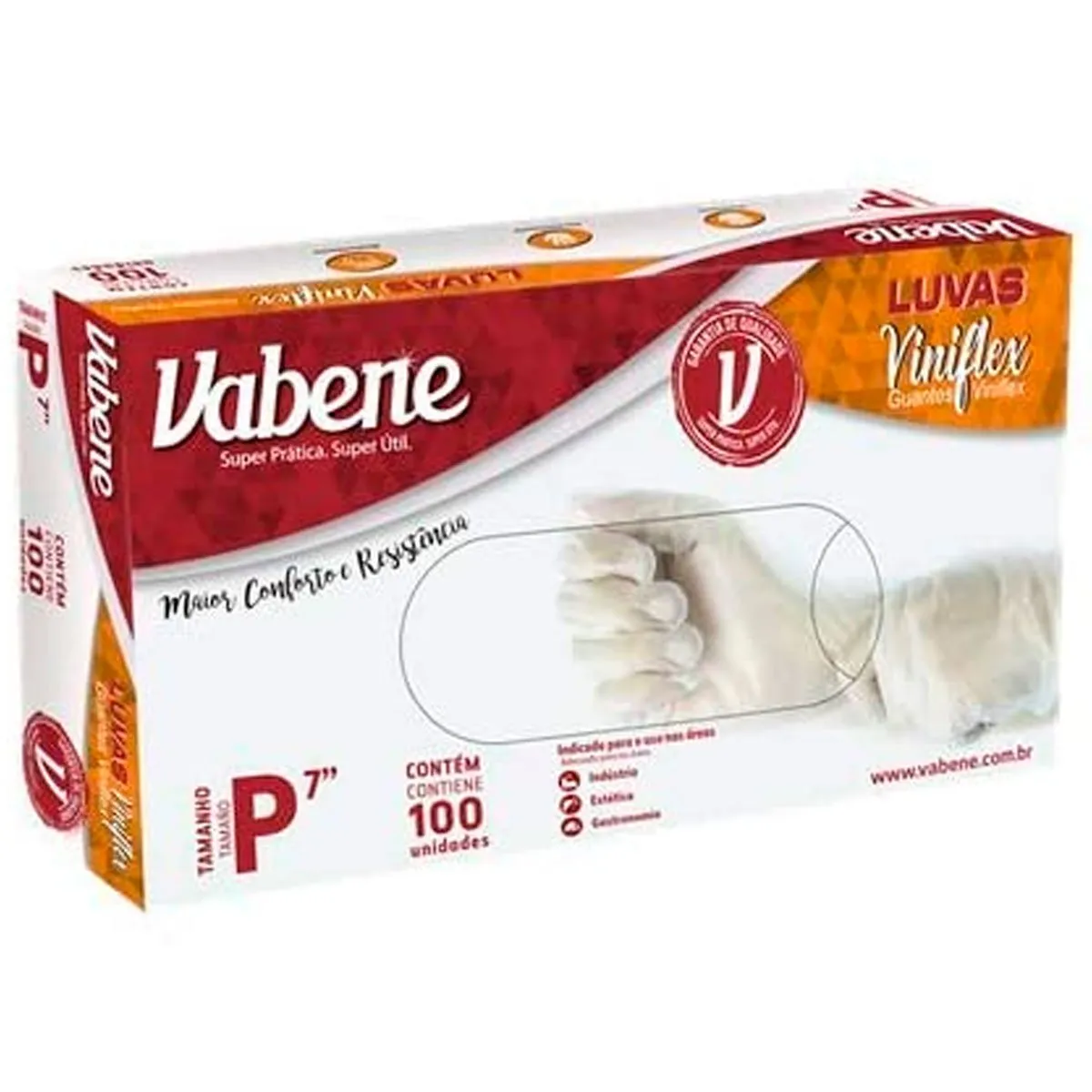 Luva Transparente Viniflex Vabene P - 100 Un.