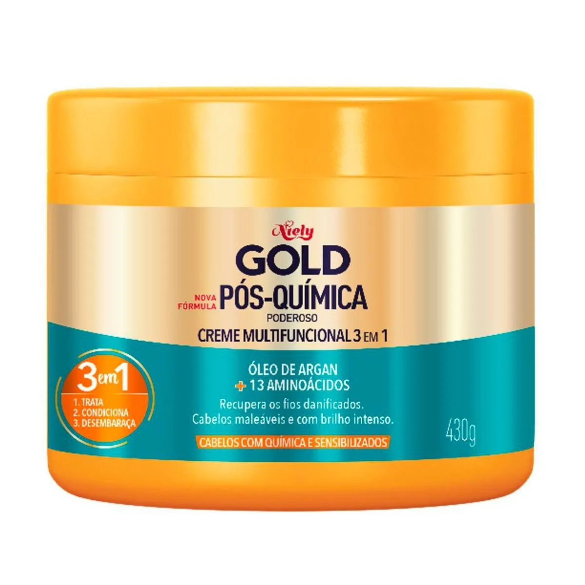 Máscara Concentrada Niely Gold Óleo De Argan Pós Química 430G