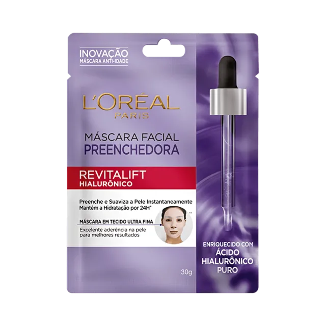 Máscara Facial Em Tecido Anti-Idade L'Oréal Paris Revitalift Hialurônico 30g