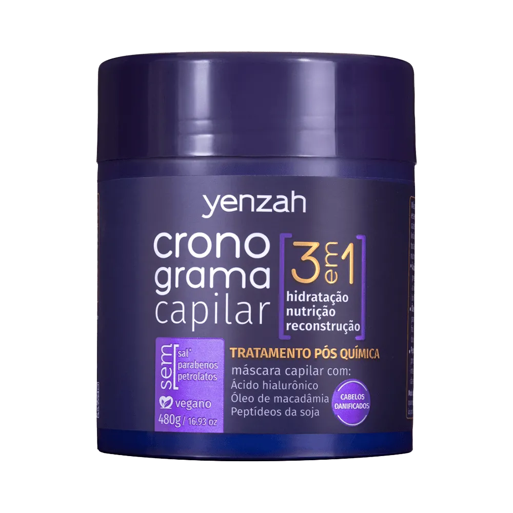 Yenzah Cronograma 3em1 Máscara Pós Química 480ml | Só na Linda