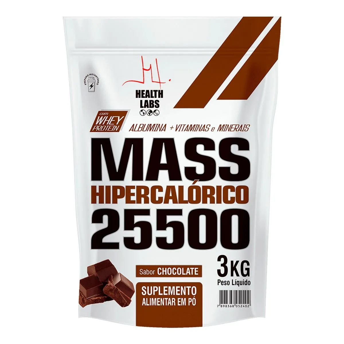 Mass 25.550 Health Labs Sabor Chocolate Com 3KG