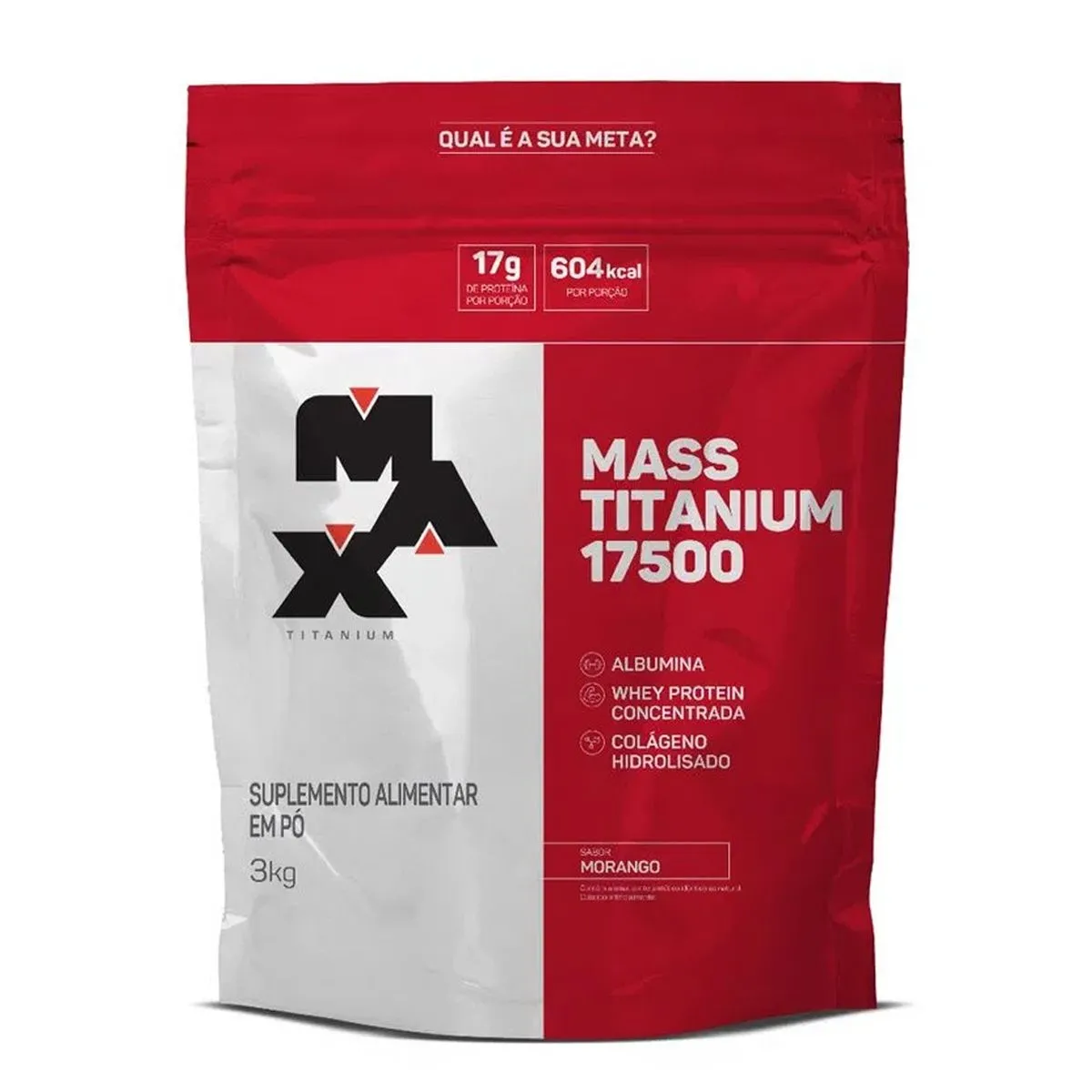 Mass Titanium 17500 Refil - Max Titanium Sabor Morango 3 KG