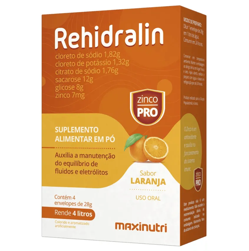 Maxinutri Rehidralin Sabor Laranja com 4 Envelopes