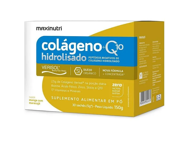 Maxinutri Colágeno Hidrolisado Verisol + Q10 Sabor Manga e Maracujá 30 Sachês