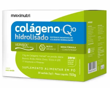 Maxinutri Colágeno Hidrolisado Verisol + Q10 Sabor Uva Verde 30 Sachês