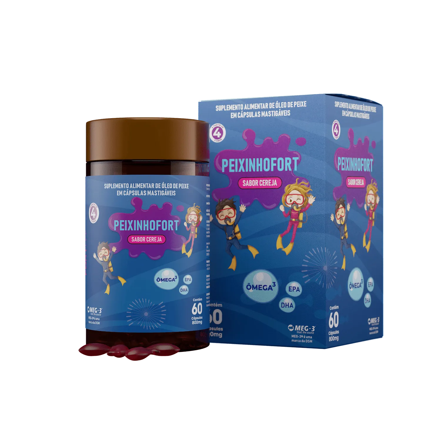 Maxinutri Peixinhofort Ômega 3 Infantil 450mg com 60 Cápsulas