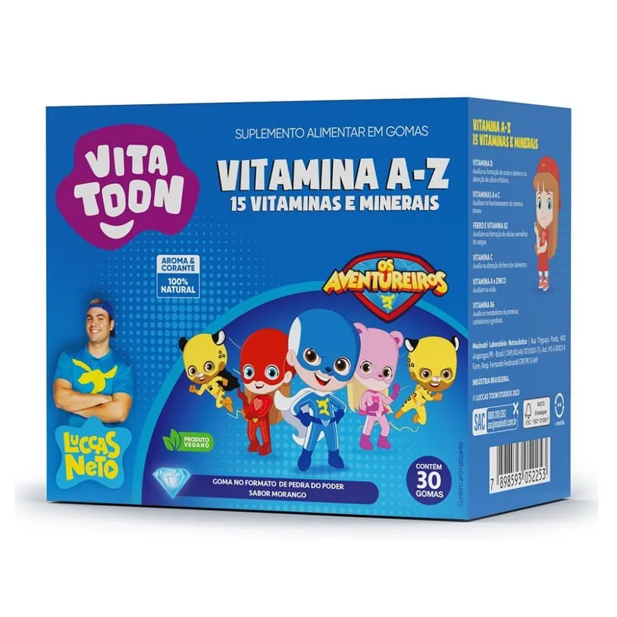 Maxinutri Vitatoon Vitamina A-Z Sabor Morango Com 30 Gomas
