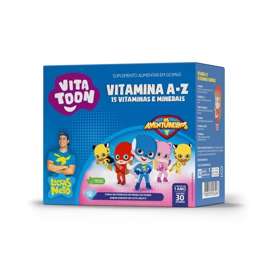 Maxinutri Vitatoon Vitamina A-Z Sabor Tutti-Frutti Com 30 Gomas