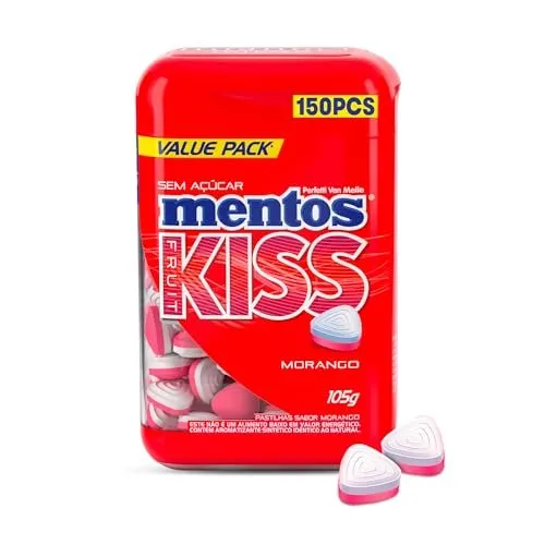 Mentos Pastilha Kiss Fruit Morango Sem Açúcar Pote com 105g