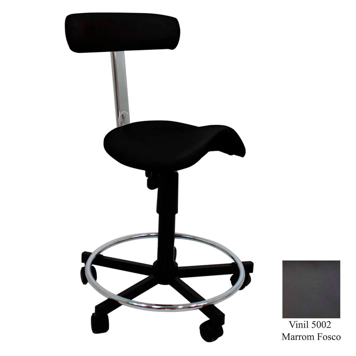 Cadeira Mocho Profissional Sela com Encosto Kixiki Marrom Fosco