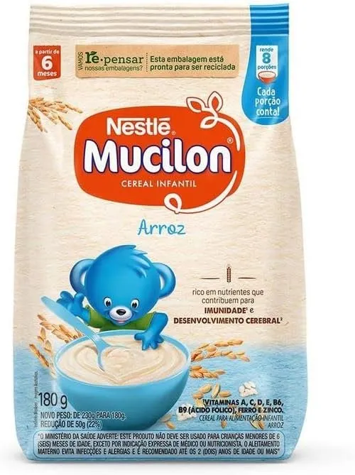 Mucilon Arroz Cereal Infantil Nestlé Sachê 180g